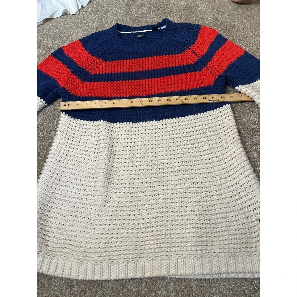 Scotch & Soda unisex men's sweater loose knit striped blue/orange/white SZ XL